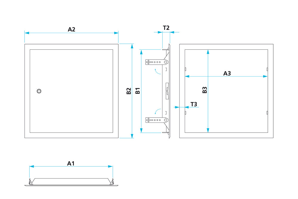 Softline Revisionstür - verzinkt - Abmessungen